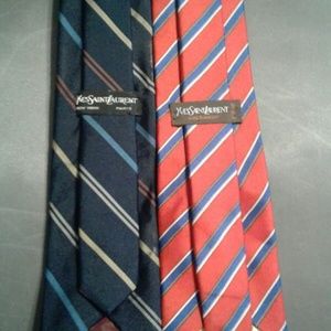 Men's-Yves-Saint-Laurent-100-Silk-Striped-Ties